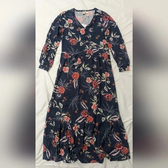 Roxy glowing energy long sleeve floral dress,color Blue, size S - Picture 3 of 15